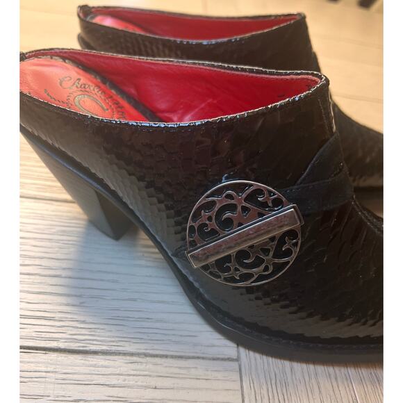 NWB Lucchese women's patent leather croc embossed mule slides w/ 3" heel. Sz 7.5 - Picture 7 of 11